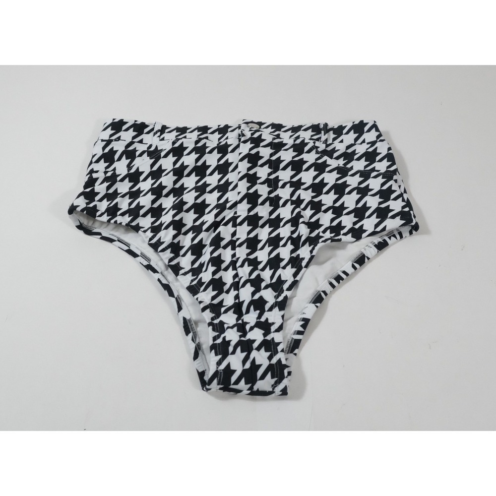 Alpine‎ Butterfly Bikini Bottom Women 1X Black Houndstooth Summer High Waist